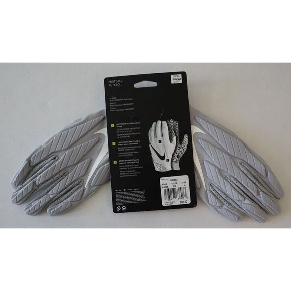 Nike CJ9339 015 Unisex Sz Large Gray/White Superbad 5.0 Football Gloves - Picture 3 of 5